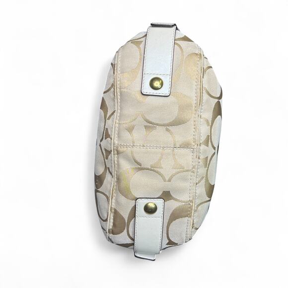 Coach 12674 Zoe Signature Logo Hobo Bag Cream Khaki Jaquard Shoulder Purse Large - Picture 7 of 8